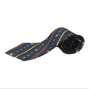 Vintage Chaps Ralph Lauren Navy Blue & Red Patterned Tie